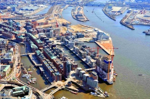 Panorama do porto. Webcams on-line de Hamburgo